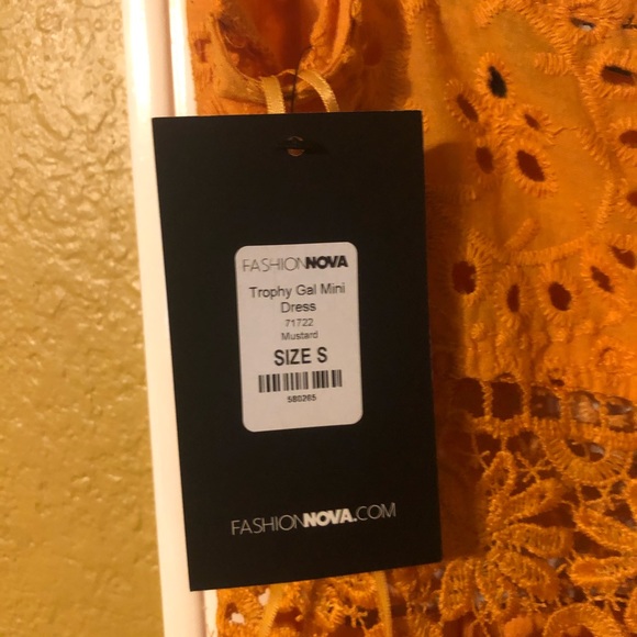 NWT Fashion Nova Trophy Mini Dress Mustard Size S - Picture 5 of 9
